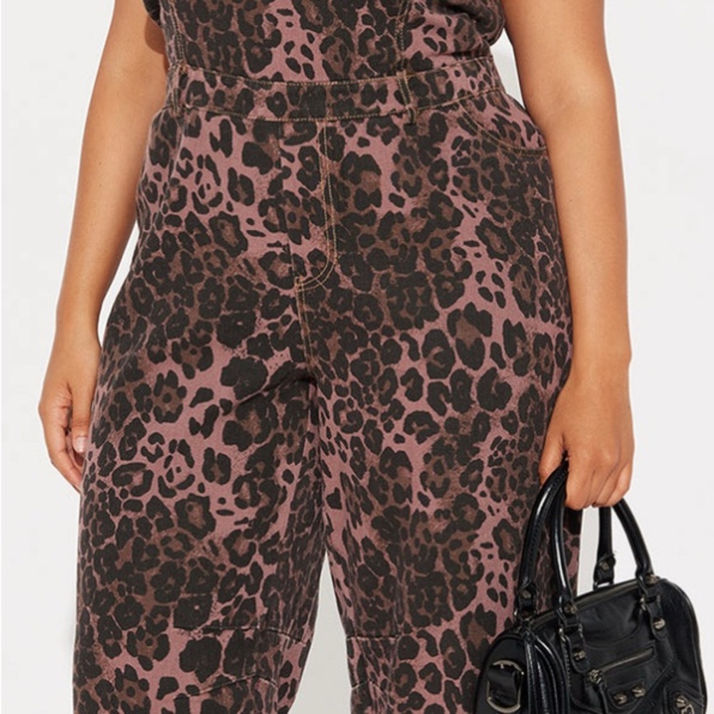 Leopard denim Print Jumpsuit